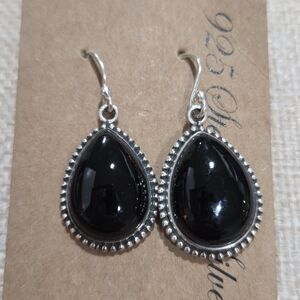 Elegant Black Onyx and Silver Teardrop Earrings